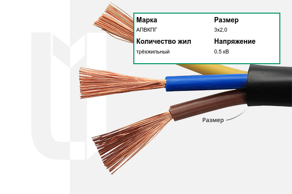 Силовой кабель АПВКПГ 3х2,0 мм