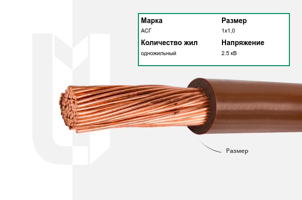 Силовой кабель АСГ 1х1,0 мм