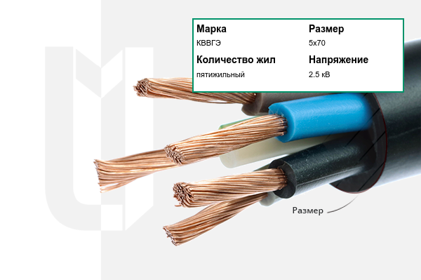 Силовой кабель КВВГЭ 5х70 мм