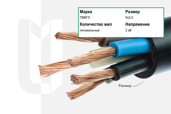 Силовой кабель ПВВГЗ 5х2,0 мм