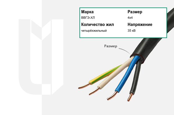 Силовой кабель ВВГЭ-ХЛ 4х4 мм